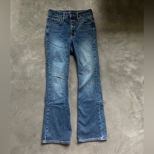 Old Navy high rise flare jeans, dark wash, size 0 petite
